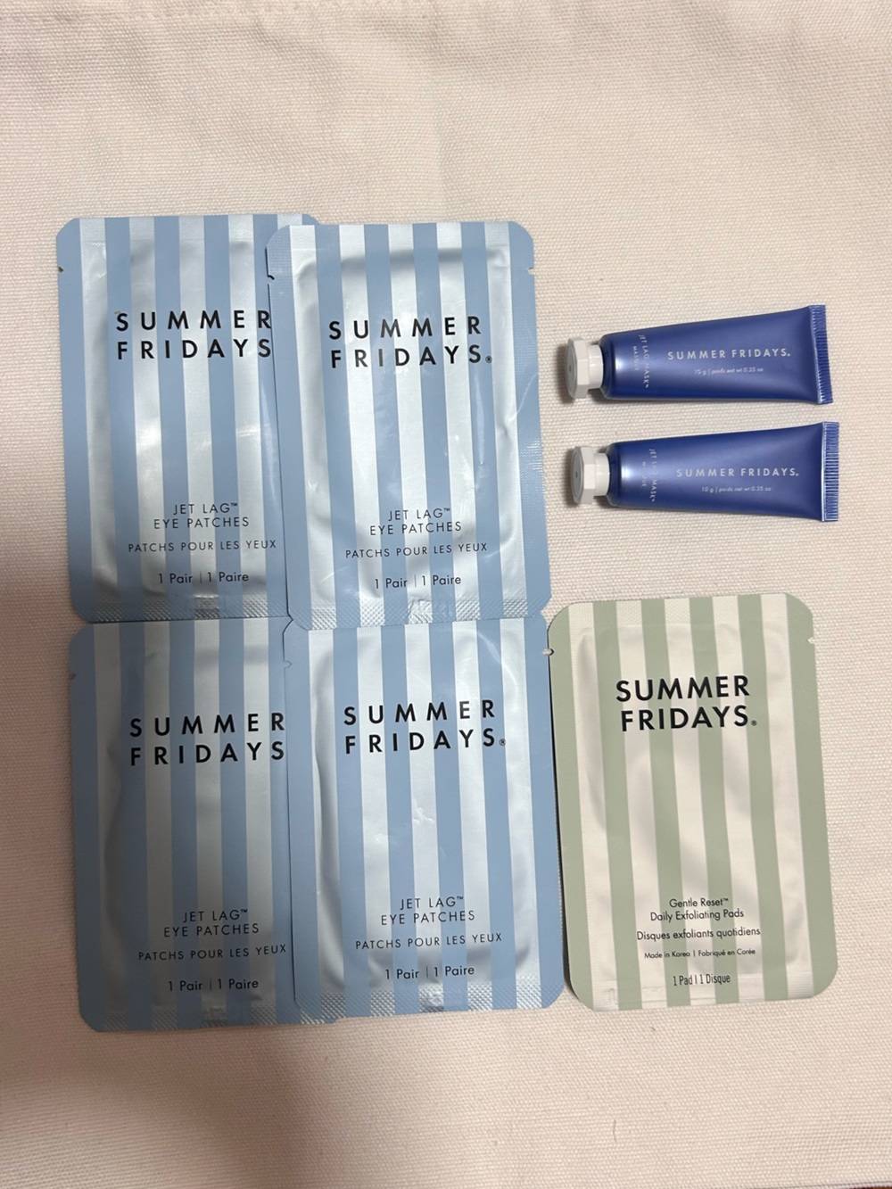 Summer Fridays Light Blue Eye Patches, Exfoliating pads & Deep Blue Cream Minis